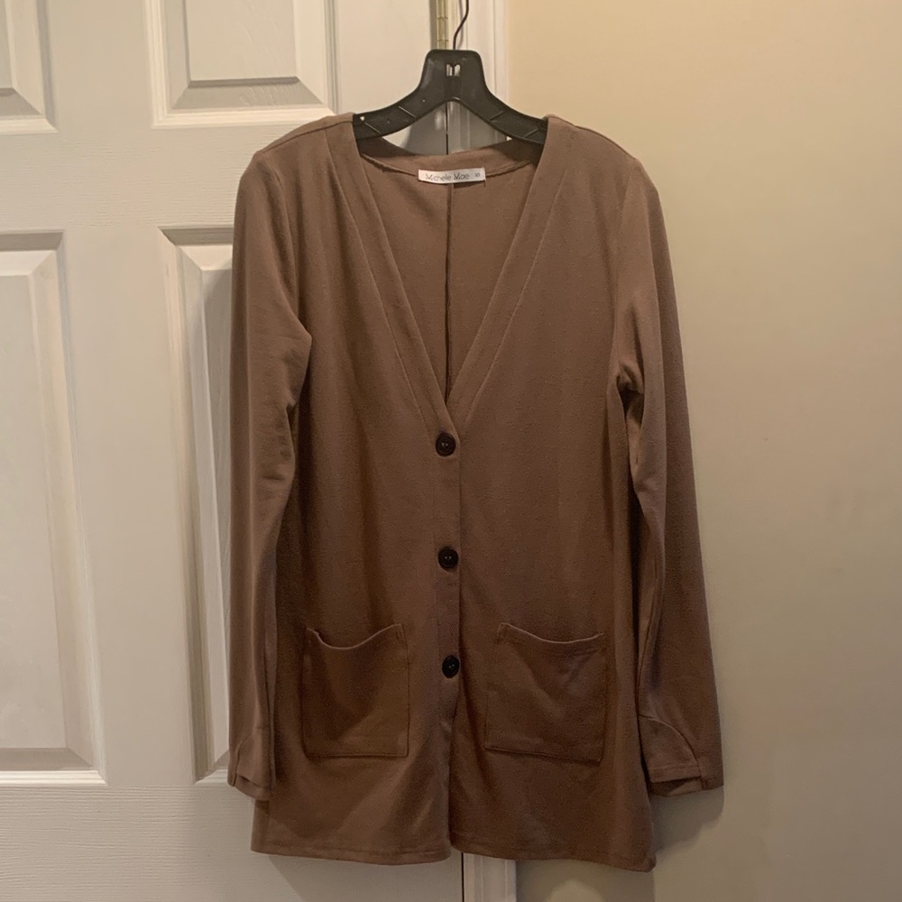Michele Latte Brown Button-Up Cardigan